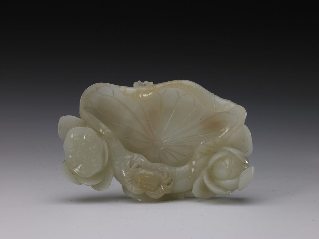 图片[1]-Blue jade washed with lotus leaves-China Archive